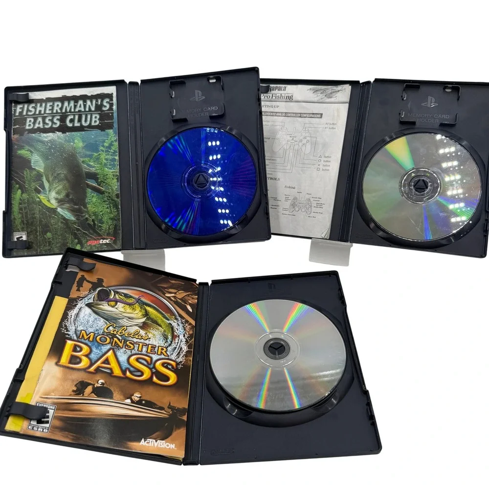 PlayStation 2 Fishing Game Lot 3 Games Black 2002-2007
